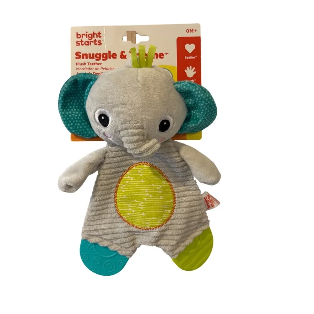 Bright Starts Elephant Lovey Gray Security Blanket Teething Toy Baby Shower Gift